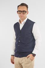 Basic Cotton V-Neck Vest with Buttons 1109 | 2 for €50 | Blue 20