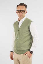 Basic Cotton V-Neck Vest with Buttons 1109 | 2 for €50 | Green 12