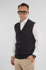 Gilet a V con Bottoni Basic di Cotone 1109 | 2 per €50 | Nero 01