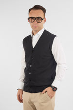 Gilet a V con Bottoni Basic di Cotone 1109 | 2 per €50 | Nero 01