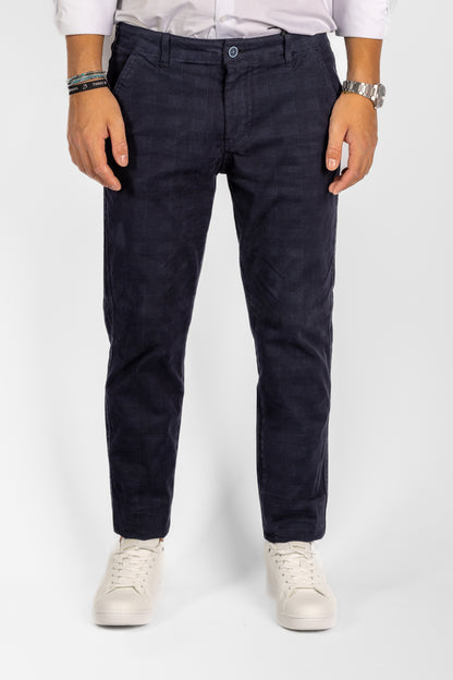 Pantalon slim à carreaux <tc>"20€ de réduction au deuxième"</tc> | Bleu