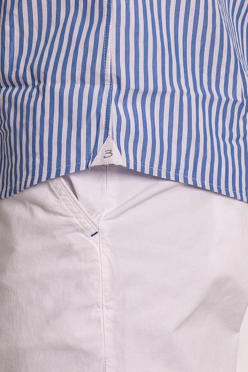 100% Cotton Semi Slim Wide Striped Shirt | Celeste