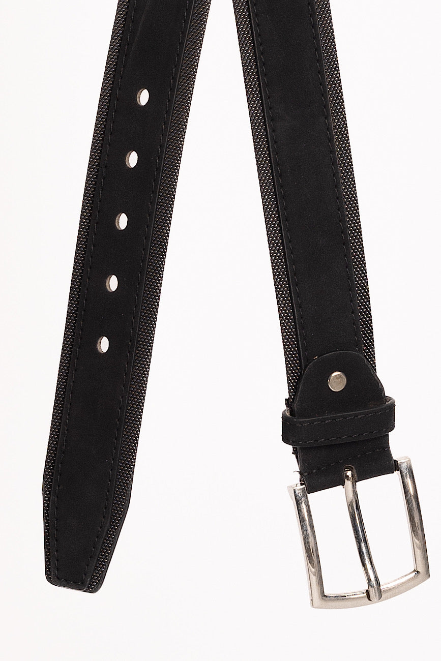 Double Fabric Faux Leather Belt | Black