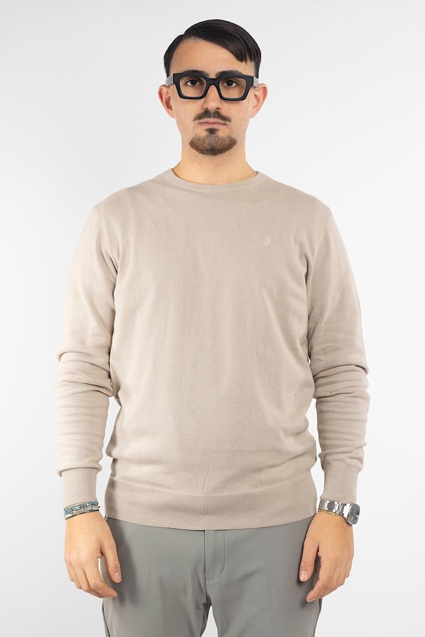 Pullover Girocollo 100% Cotone | Taglie Extra | 2 per €50 | Beige 45