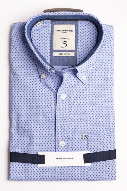 Regular Fit Light Blue and Poua Blue Shirt