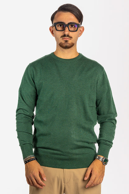 Jersey con cuello redondo en mezcla de lana <tc>"€20 de descuento en el segundo"</tc> | Verde 21