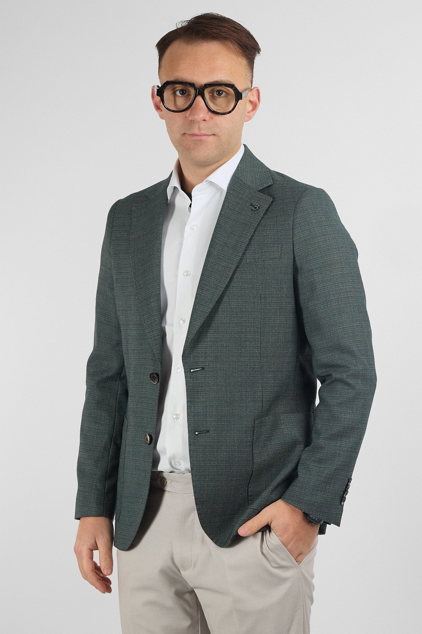 Giacca Lavorata Effetto Canapa EMA06 | Verde