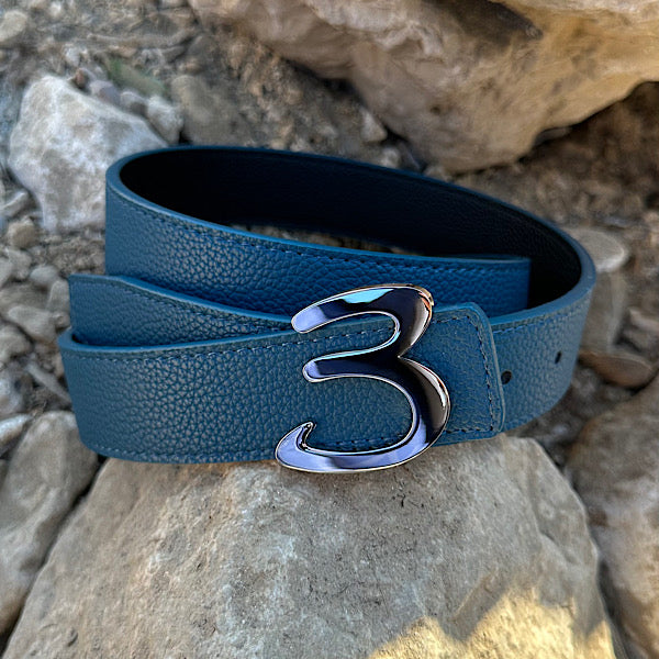 Sky blue double-face belt