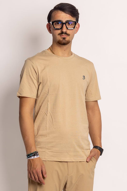 100% Cotton Basic Half Sleeve T-Shirt 2 for €20 | Beige