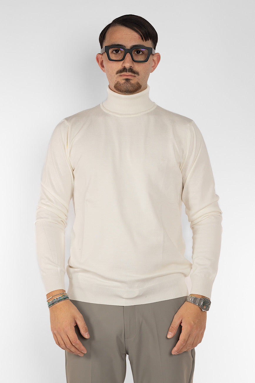 Hochgeschlossener Pullover | 2 + 1 Gratis | Weiß