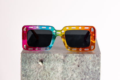 Weiße Sonnenbrille | Regenbogen