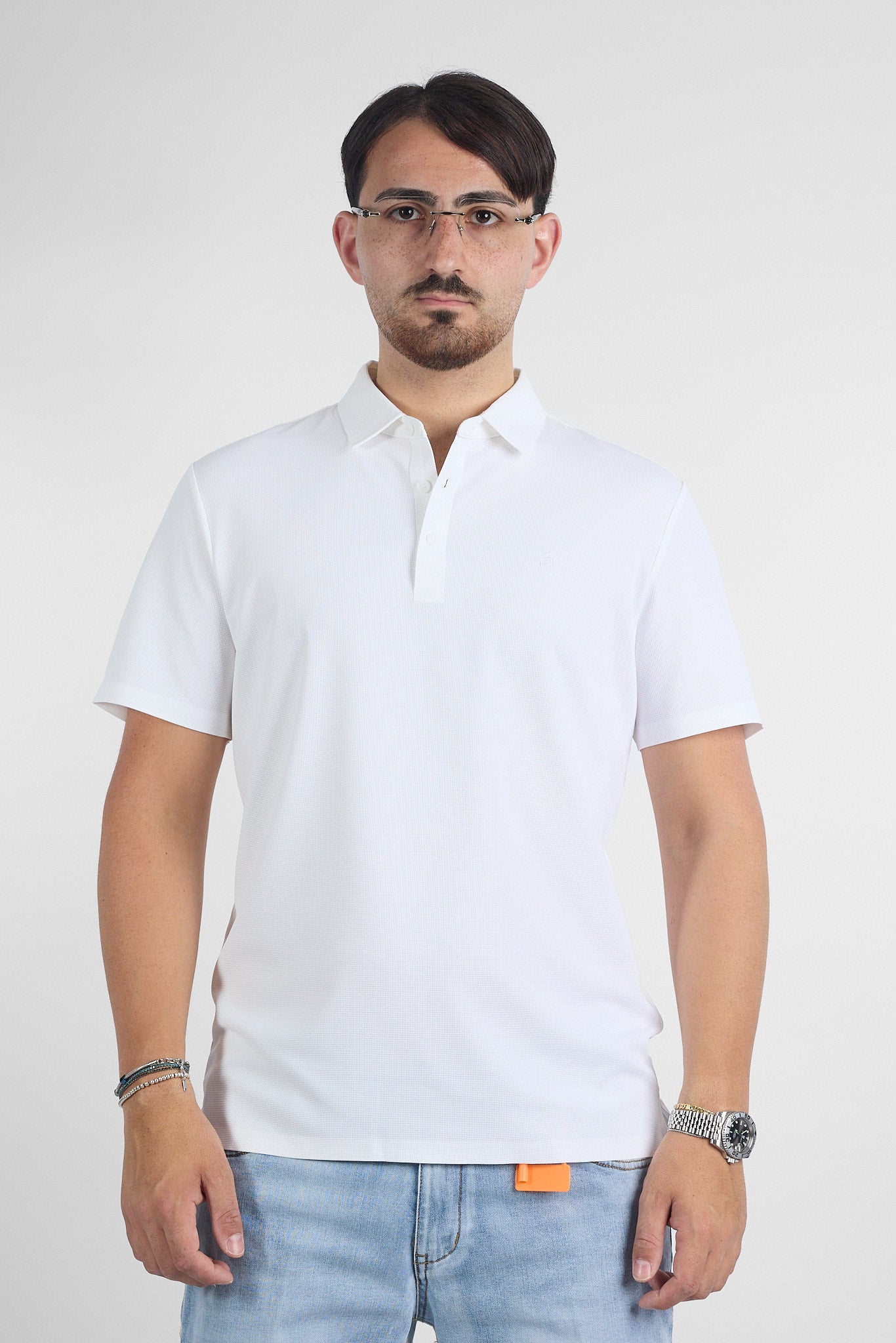 Polo Mezza Manica Active No Stiro Lavorata 9819 | 2 per €40 | Bianco