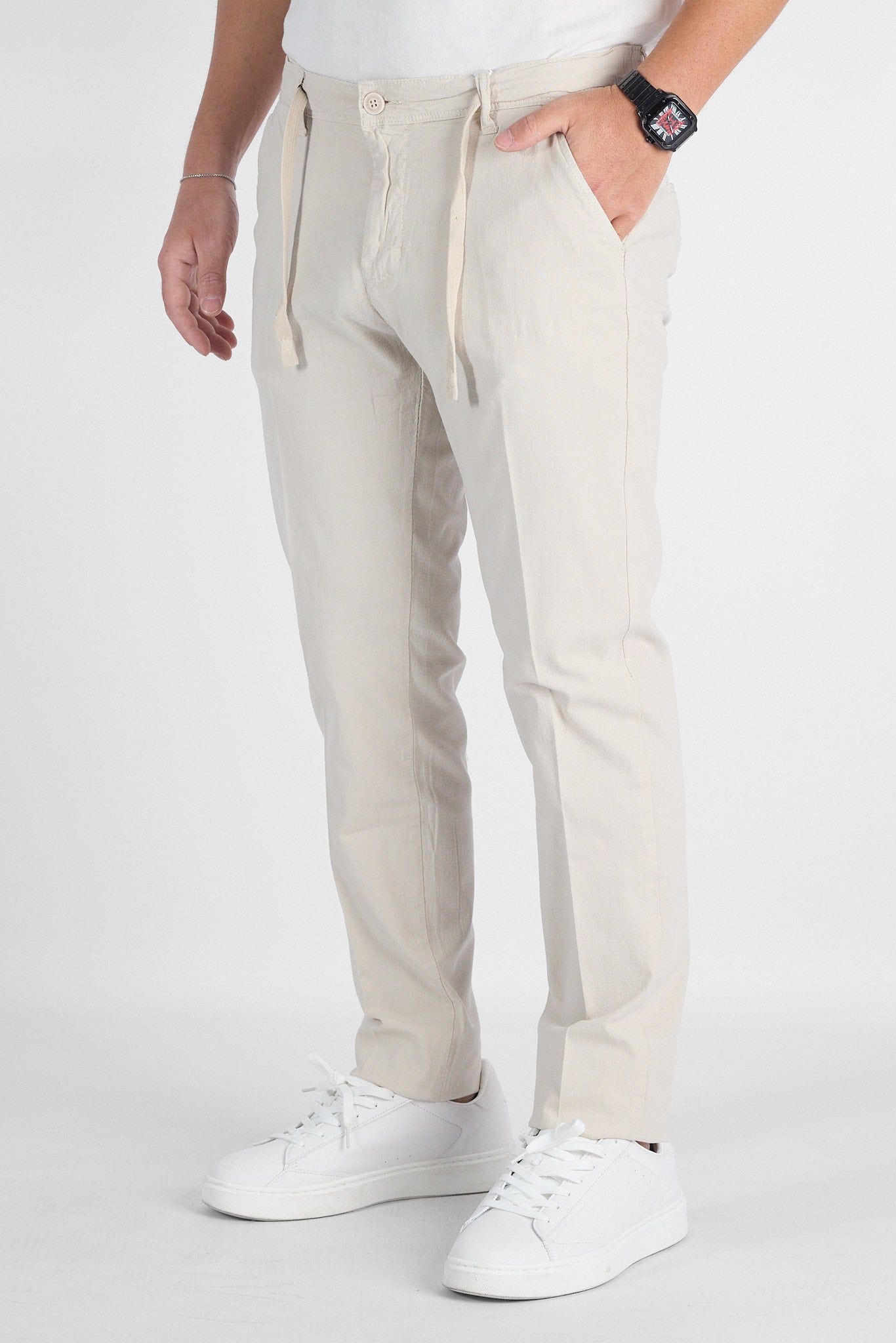 Pantalaccio Semi Slim Effetto Lino B711 | 2 per €50 | Beige