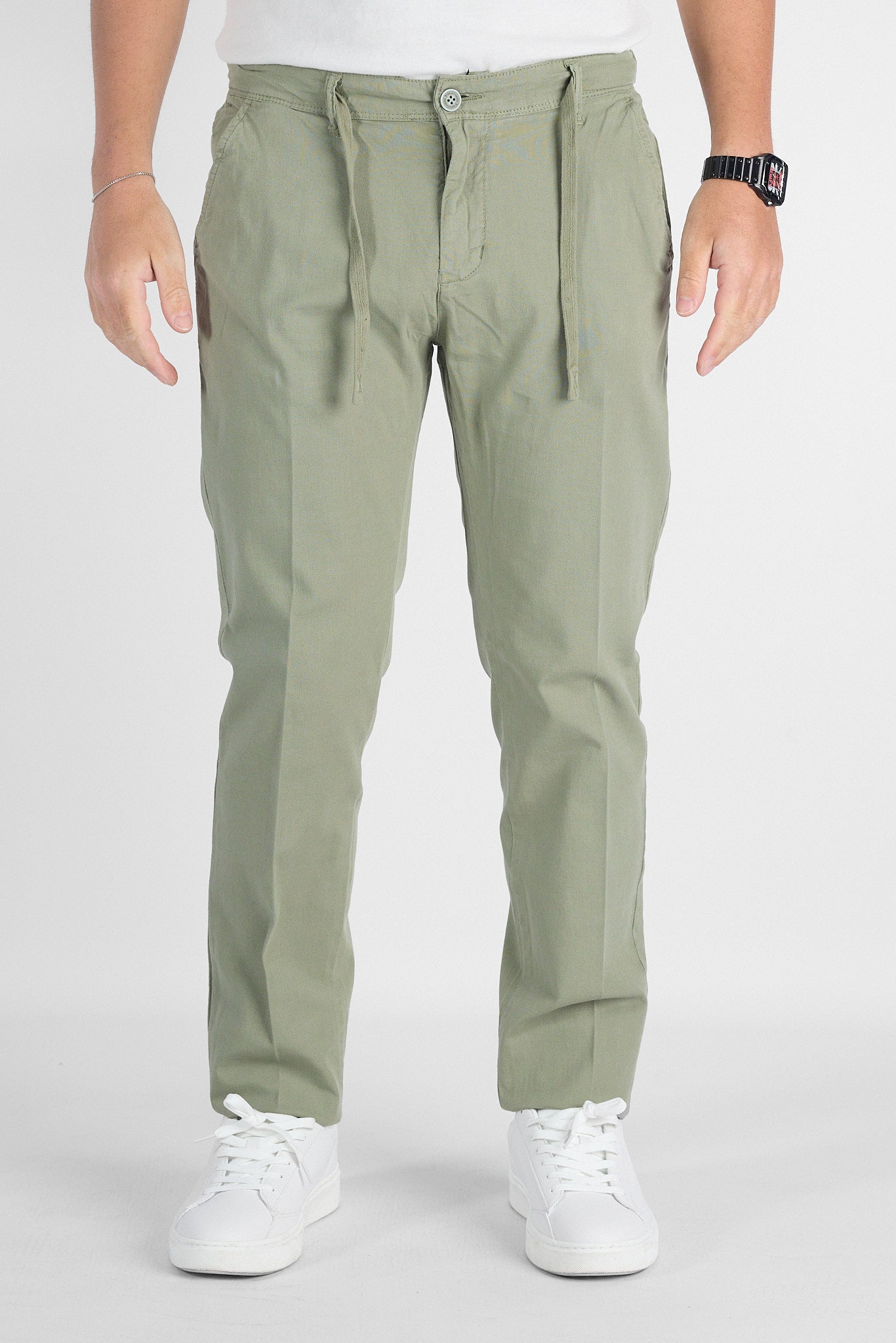 Pantalaccio Semi Slim Effetto Lino B711 | 2 per €50 | Verde Militare