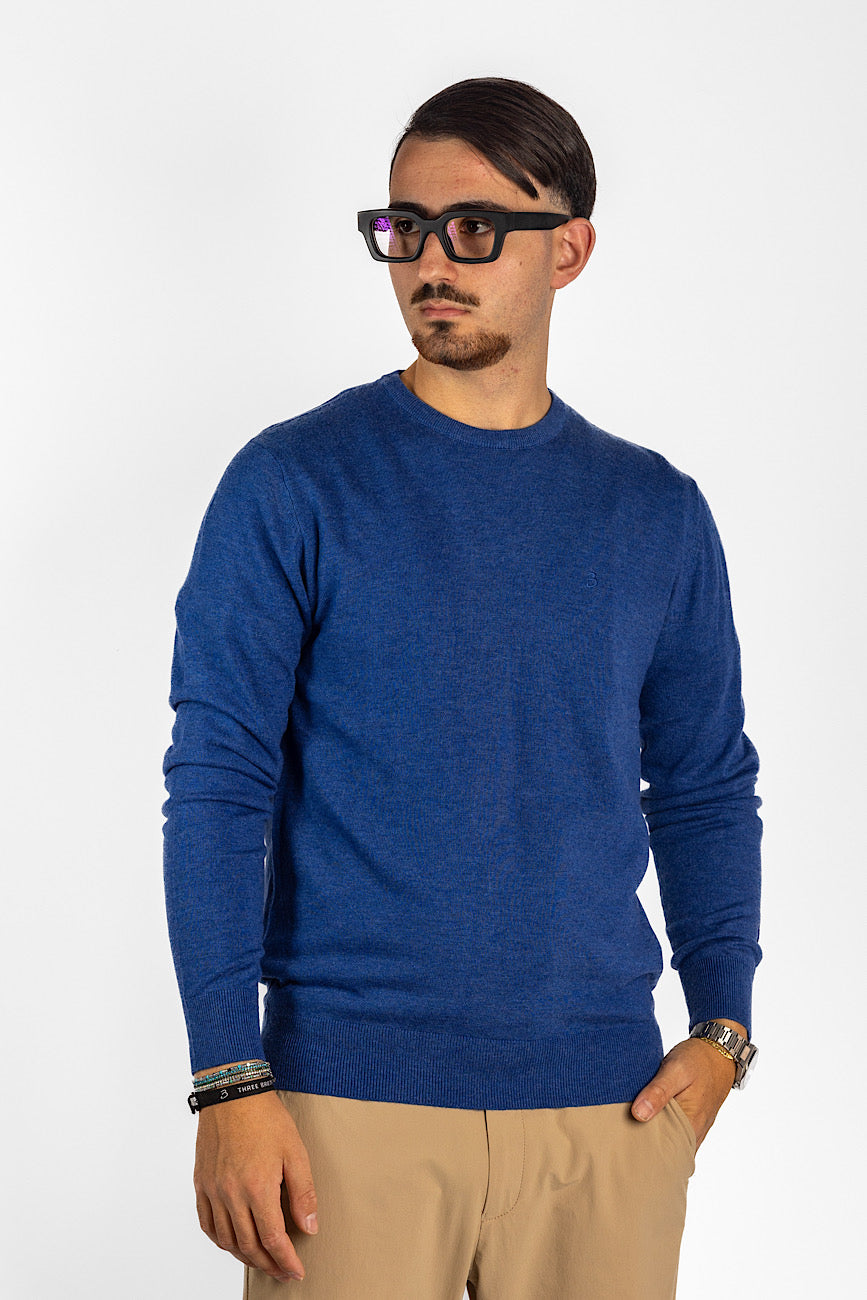 Pull à col rond en laine mélangée <tc>"20€ de réduction au deuxième"</tc> | Bleu clair 03