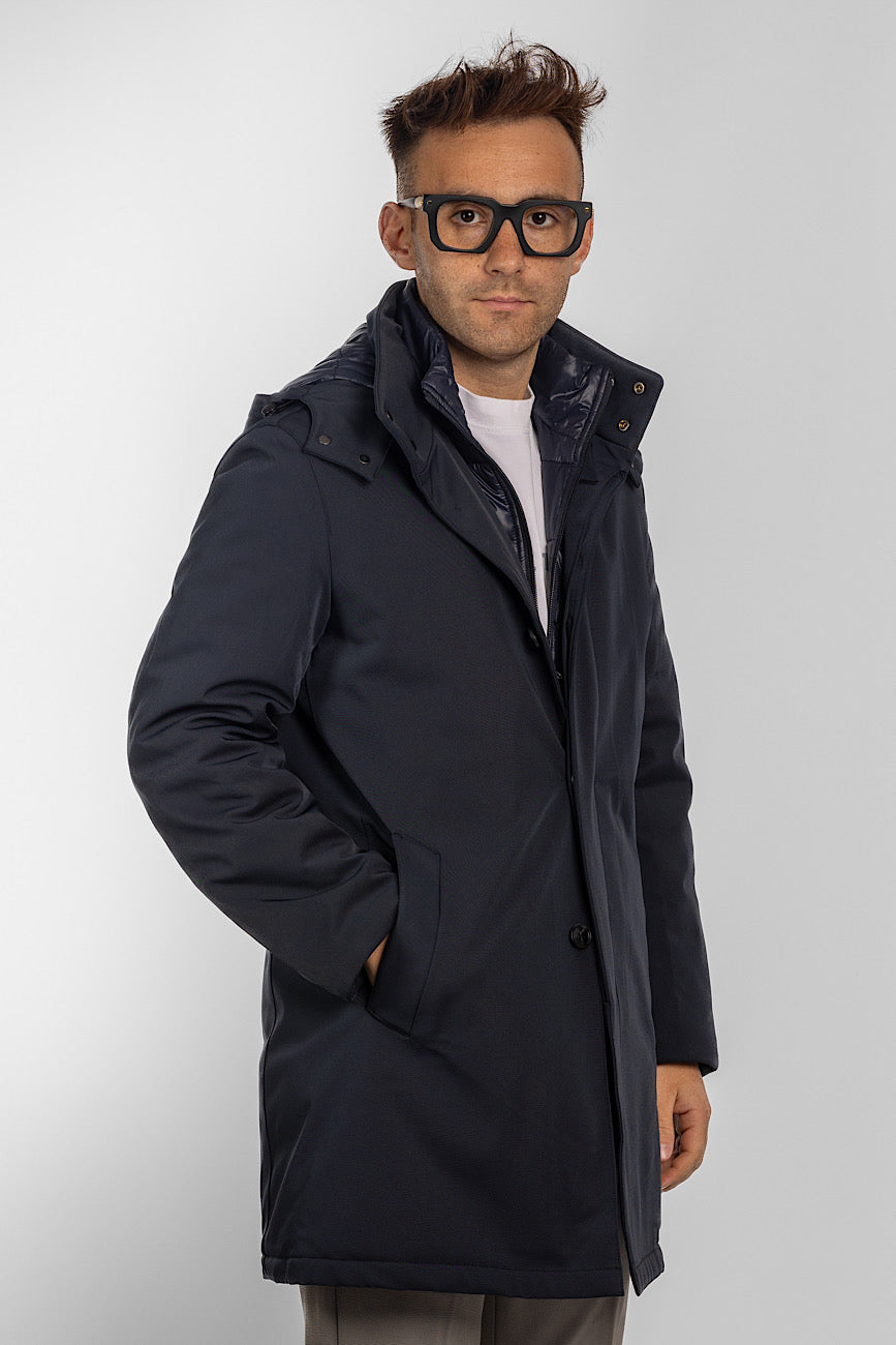 Trench Coat with Detachable Hood | Blue