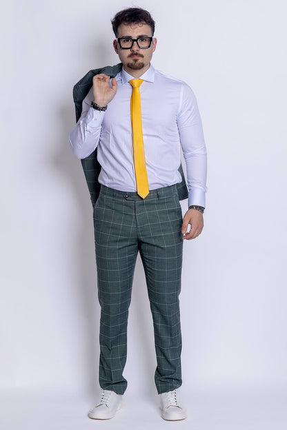 Two Button Prince of Wales Suit | Green