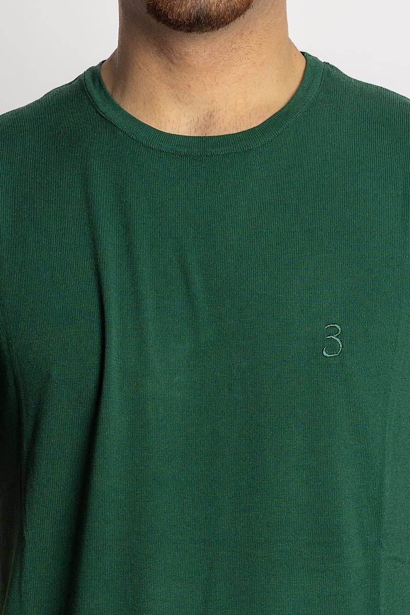 T-Shirt Girocollo Mezza Manica Misto Lino 2 per €30 | Verde