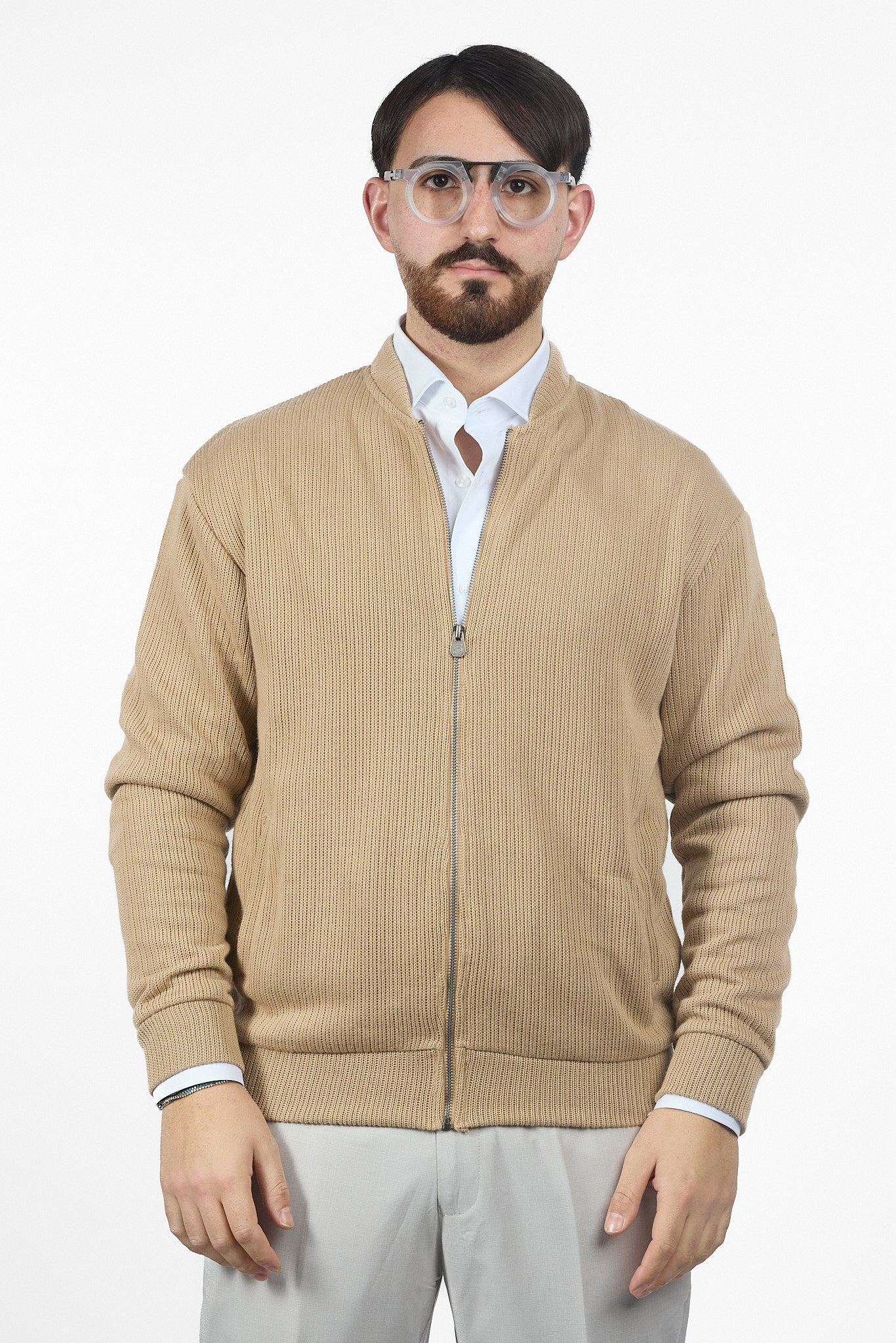 Cardigan Zip Intera No Stiro | 2 per €40 | Cammello