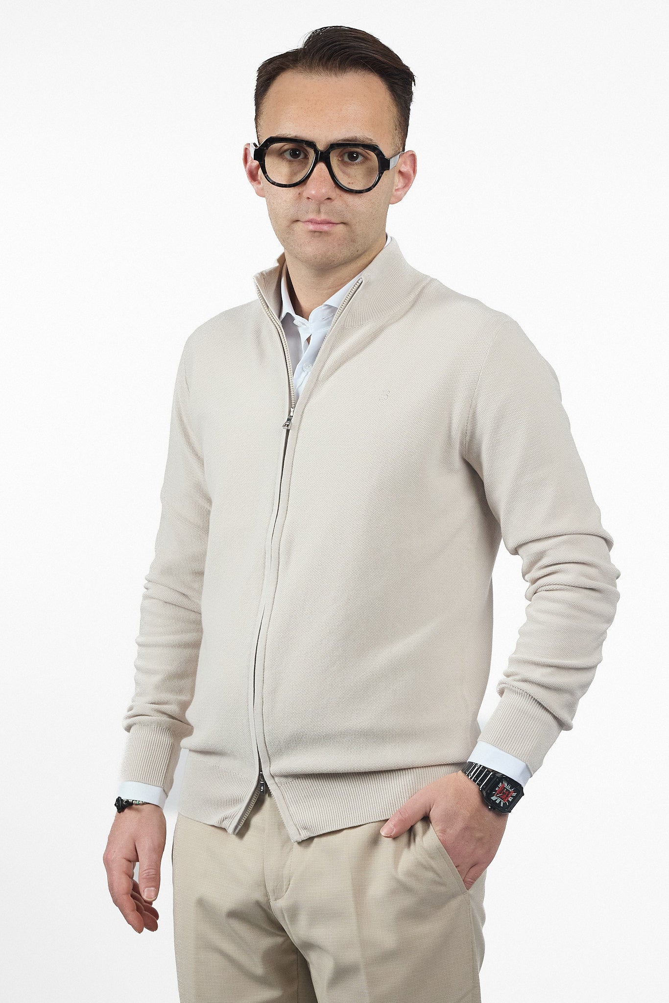 Pull zippé en coton Chicco 1525 | 2 pour 50 € | Beige 27