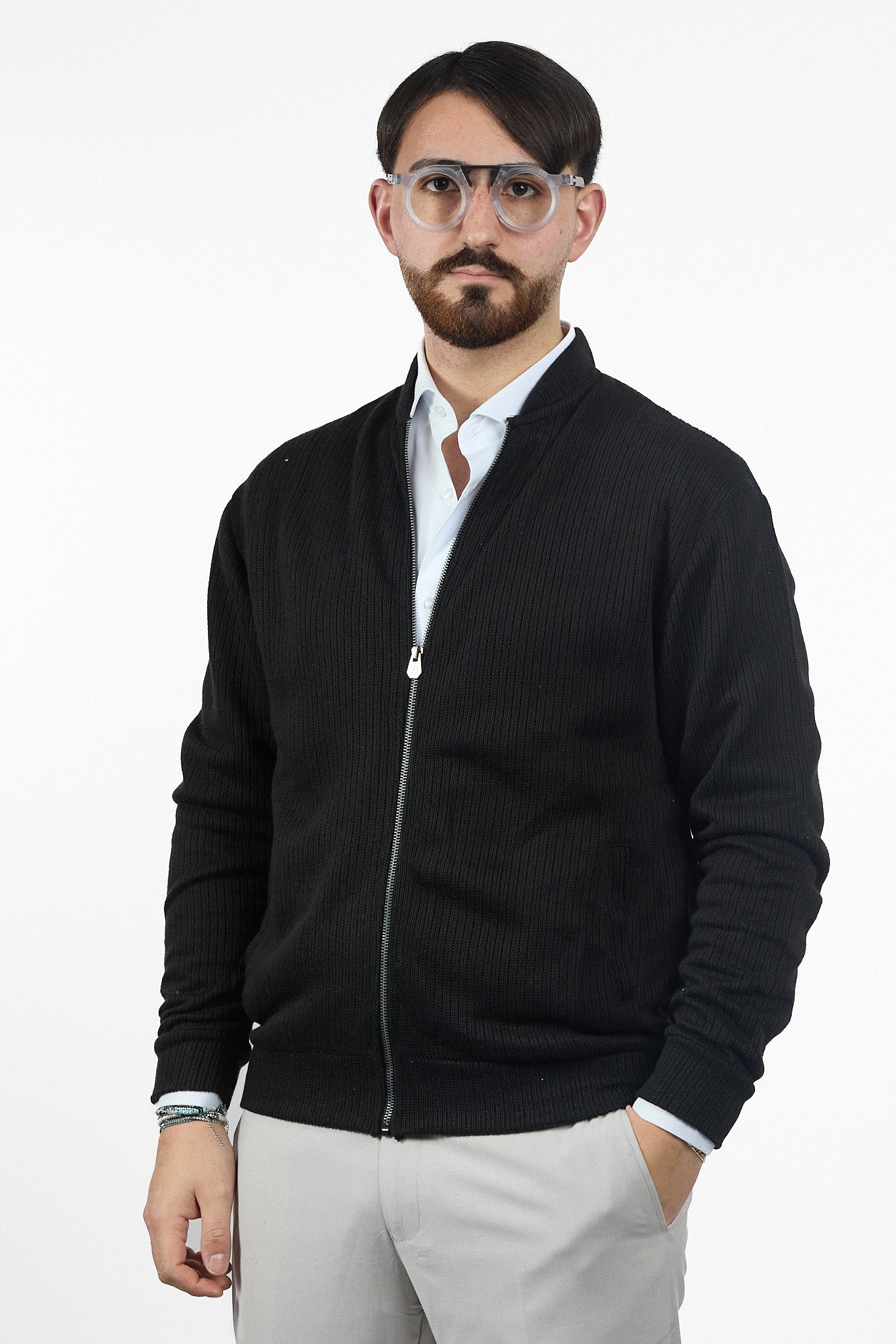Cardigan Zip Intera No Stiro | 2 per €40 | Nero
