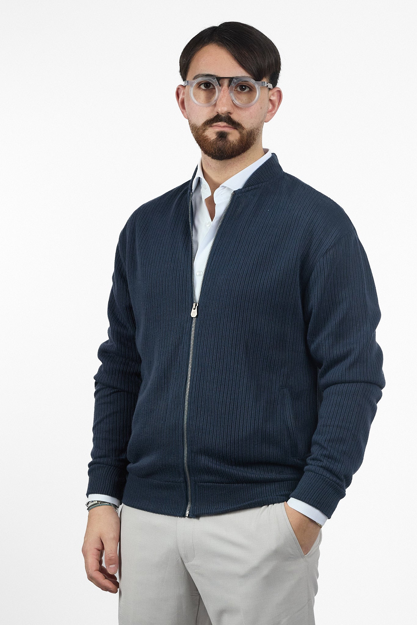 Cardigan Zip Intera No Stiro | 2 per €40 | Blu