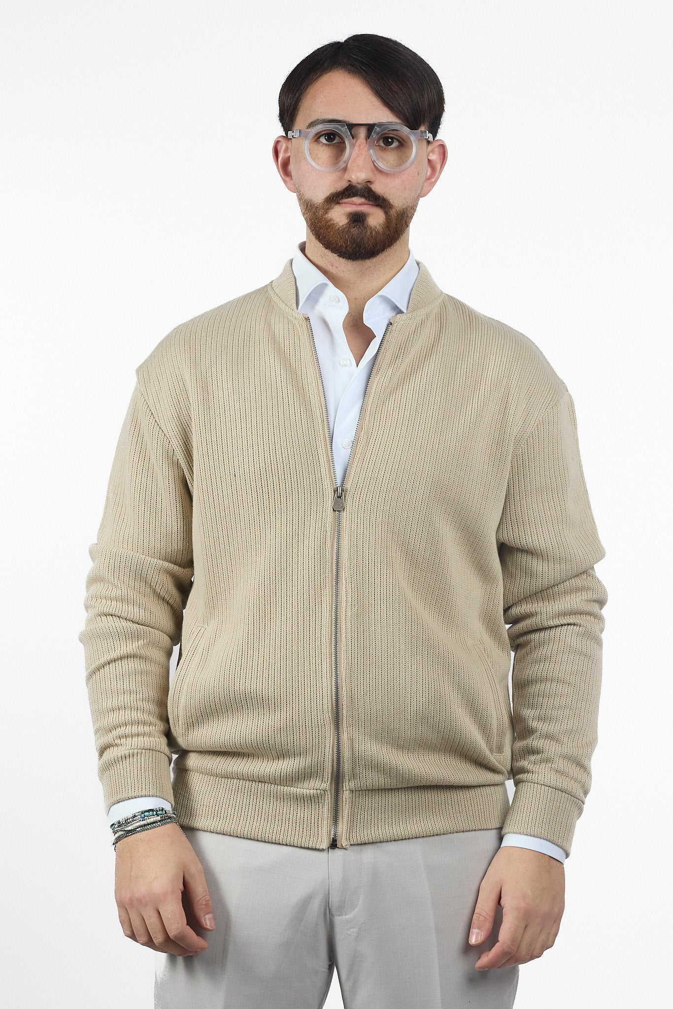 Cardigan Zip Intera No Stiro | 2 per €40 | Crema