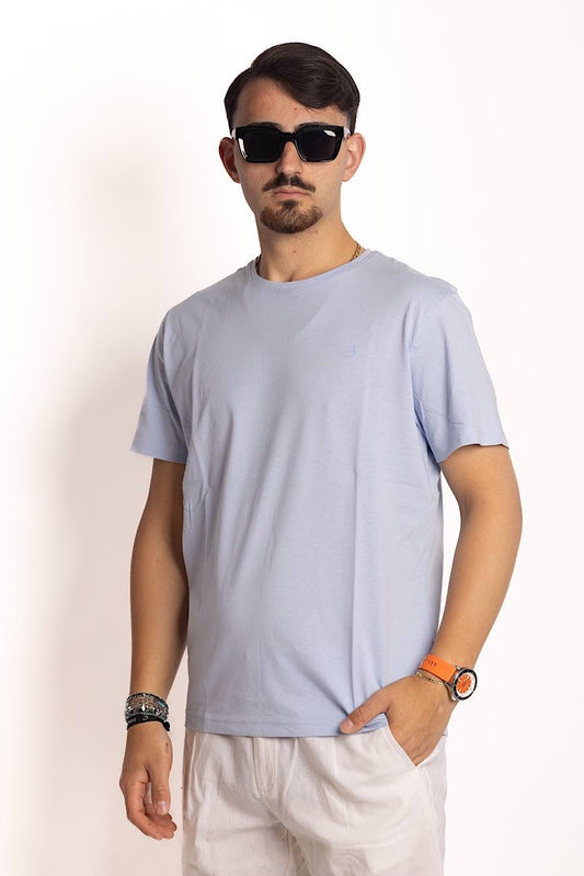 T-Shirt Mezza Manica 100% Cotone Basic Logo in Tinta 2 per €20 | Celeste 56