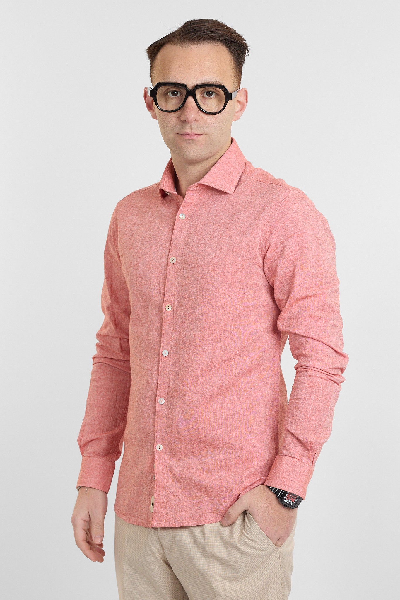 Camicia Linen Blend Slim Basic | Pesca 11