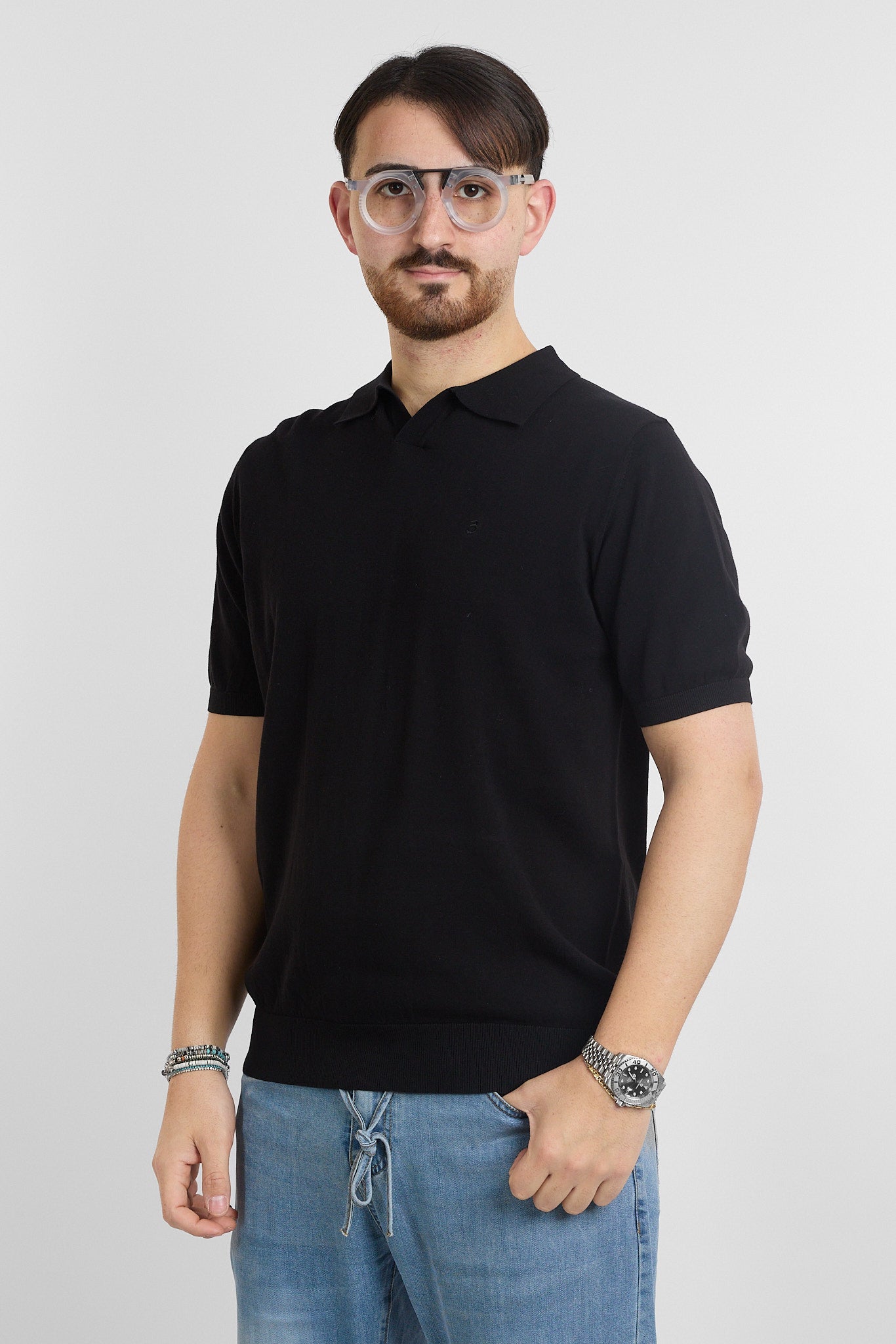 Polo in Cotone Crepe Finezza 16 | 2 per €60 | Nera