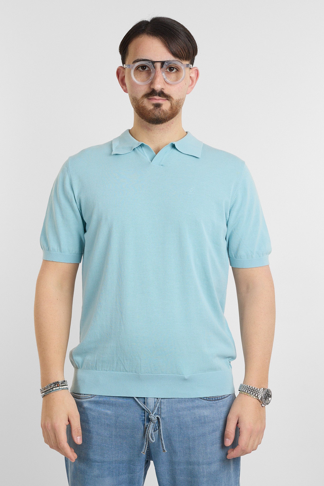 Polo in Cotone Crepe Finezza 16 | 2 per €60 | Celeste