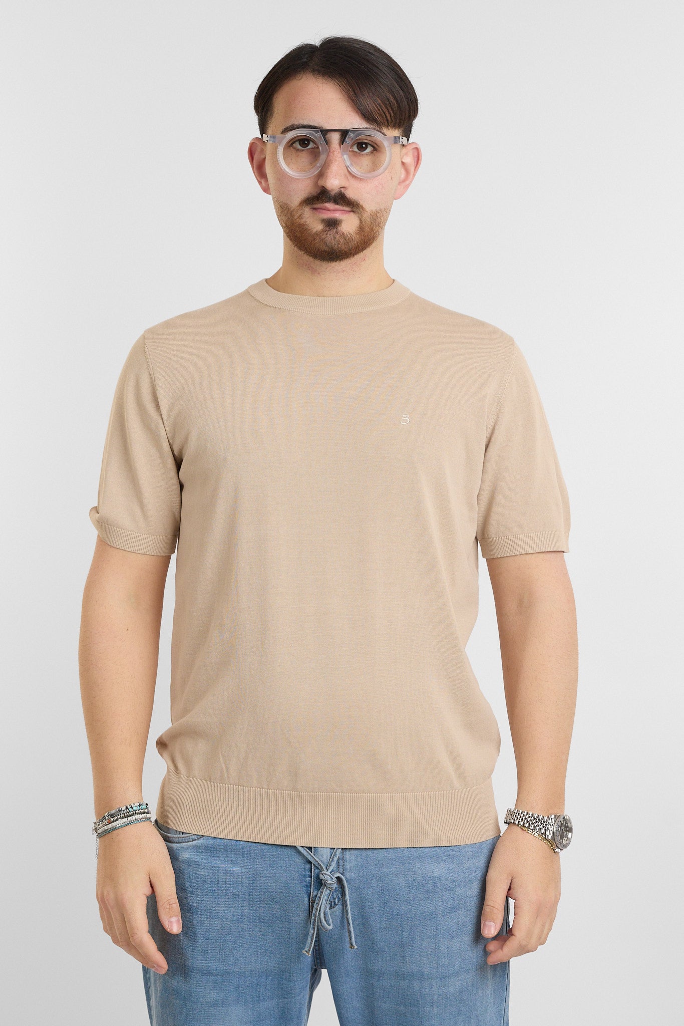 T-Shirt in Cotone Crepe Finezza 16 | 2 per €60 | Beige