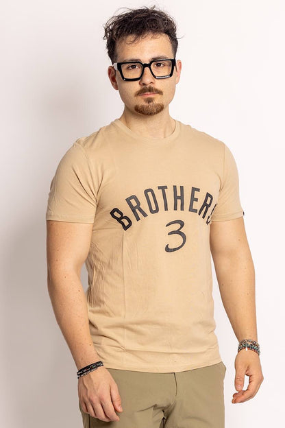 T-Shirt Mezza Manica 100% Cotone Con Scritta 2 per €20 | Beige