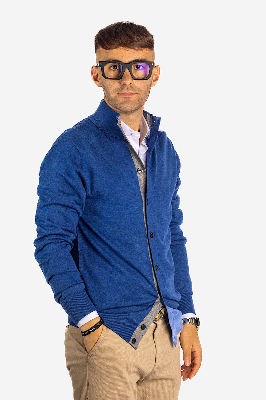 Cardigan Abbottonato | Pullover Misto Lana 2 per €40 | Azzurro 03