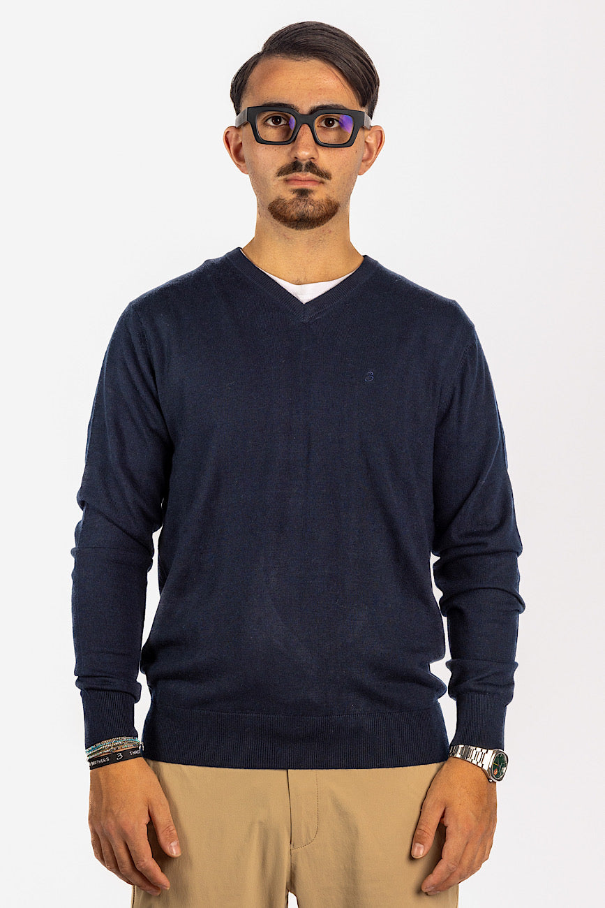 Wool Blend V-Neck Pullover<tc>"€20 discount on the second"</tc> | Blue 20