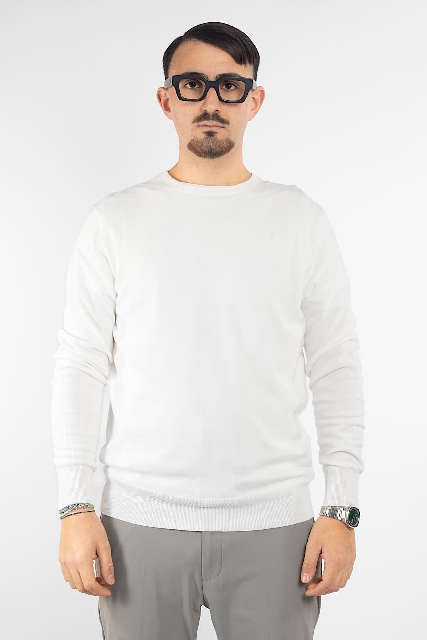 Pullover Girocollo 100% Cotone | 2 per €40 | Bianco 15