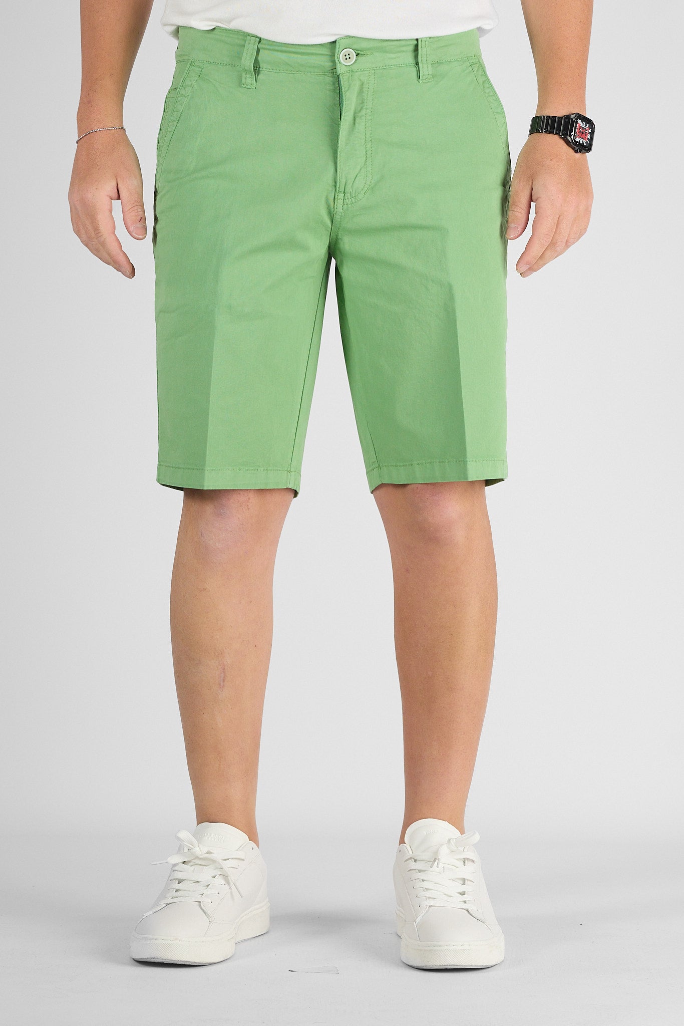 Bermuda Basic Gamba Morbida B012 | 2 per €40 | Verde Prato 8
