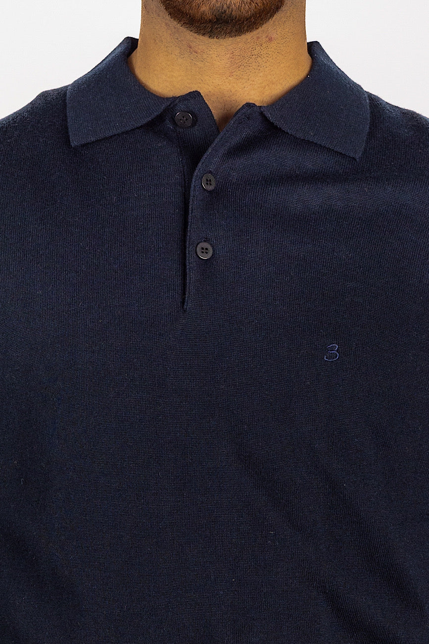 Jersey tipo polo en mezcla de lana <tc>"€20 de descuento en el segundo"</tc> | Azul 20