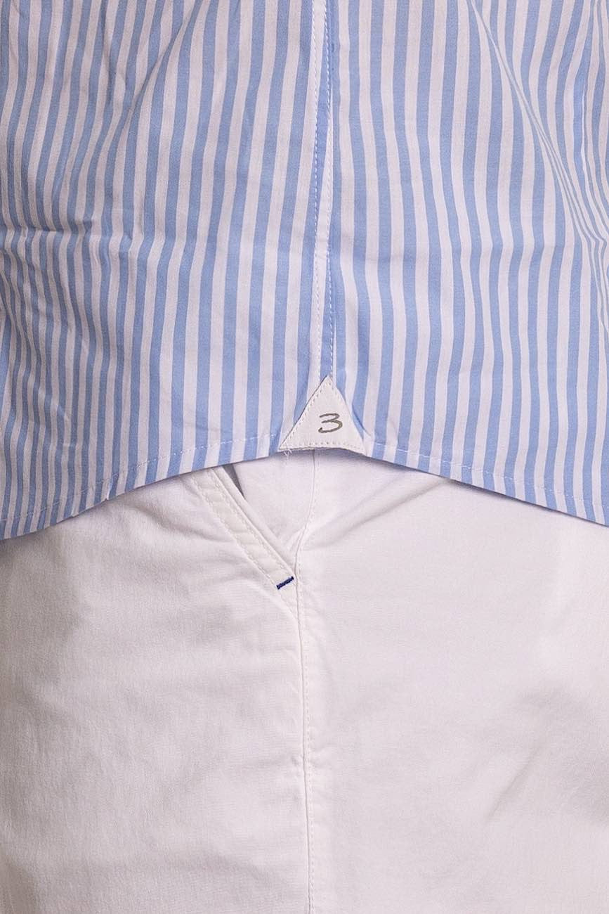 100% Cotton Semi Slim Wide Striped Shirt | Light blue