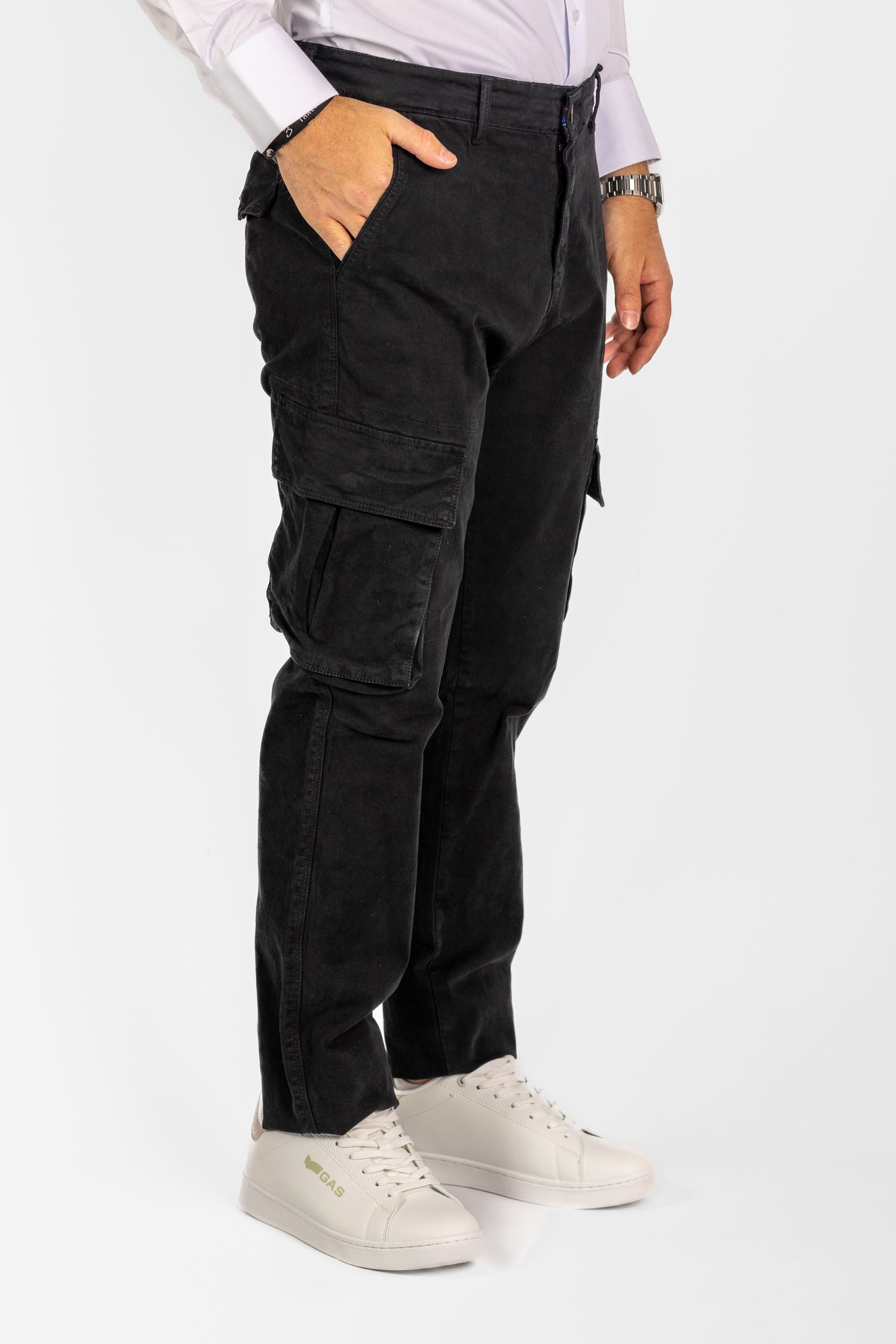 Pantalon cargo semi-mince | 2 pour 40€ | Noir