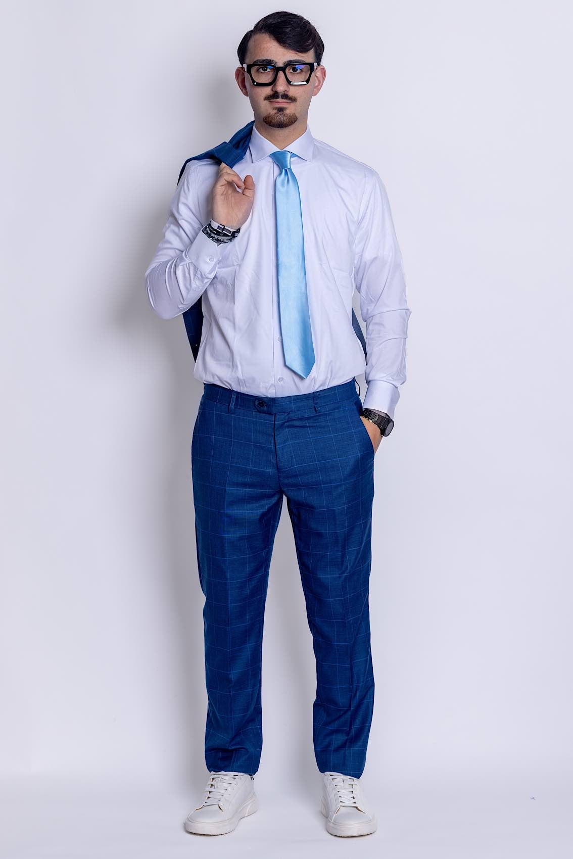 Two Button Prince of Wales Suit | Parliament Blue