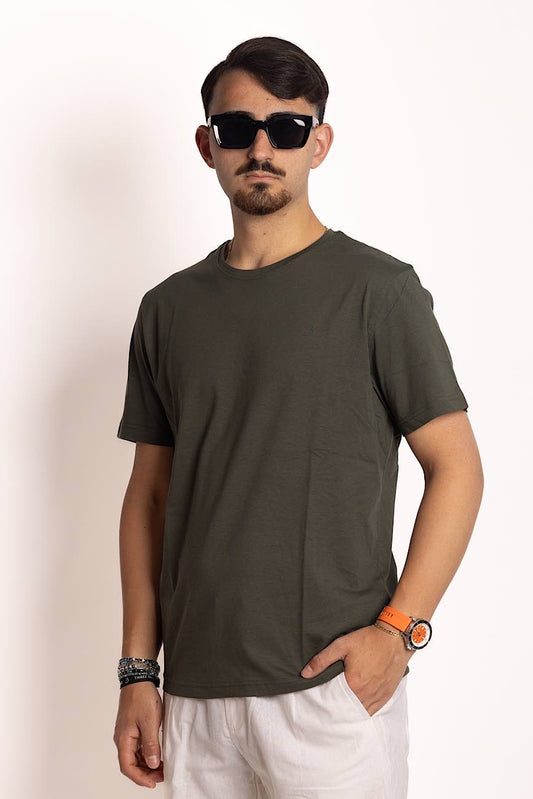 T-Shirt Mezza Manica 100% Cotone Basic Logo in Tinta 2 per €20 | Verde Militare 74