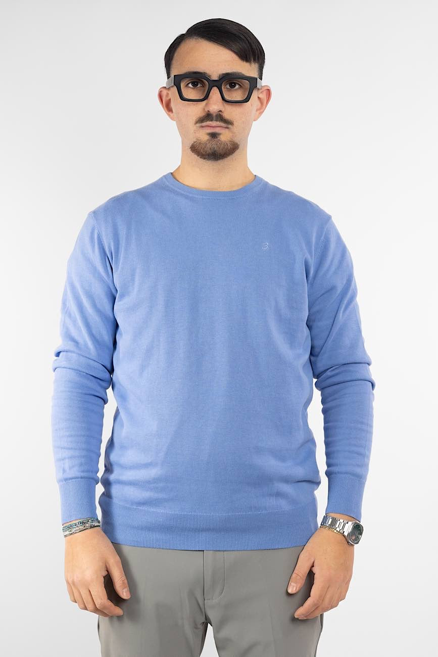 Pullover Girocollo 100% Cotone | 2 per €40 | Celeste 04