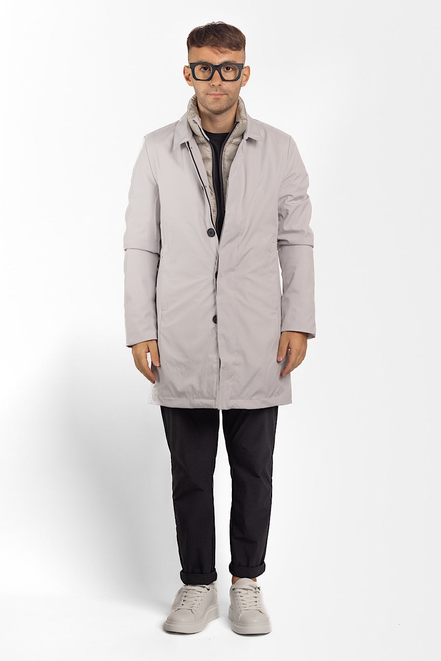 Padded Technical Fabric Trench | Ice