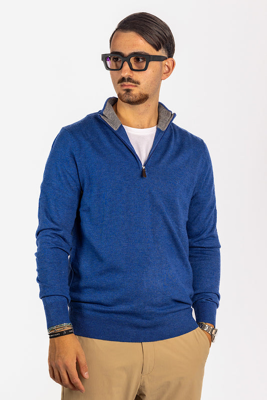 Pull demi-zippé en laine mélangée <tc>"20€ de réduction au deuxième"</tc> | Bleu clair 03