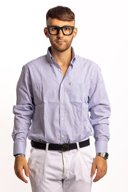 Regular Fit Blue White and Electric Blue Patterned Shirt