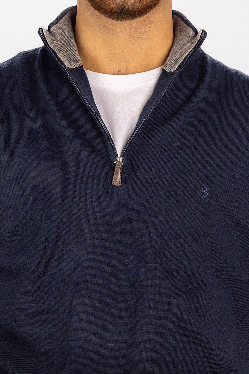 Pull demi-zippé en laine mélangée <tc>"20€ de réduction au deuxième"</tc> | Bleu 20