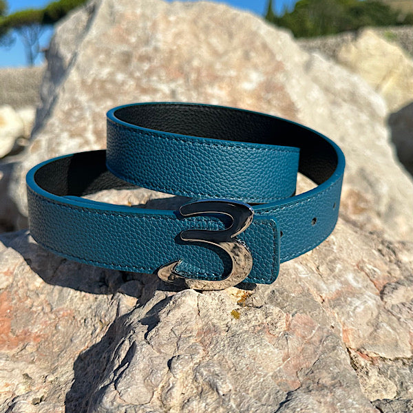 Ceinture double face bleu ciel