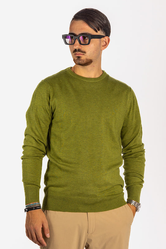 Jersey con cuello redondo en mezcla de lana <tc>"€20 de descuento en el segundo"</tc> | Verde claro 86