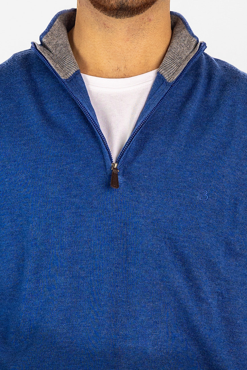 Pull demi-zippé en laine mélangée <tc>"20€ de réduction au deuxième"</tc> | Bleu clair 03